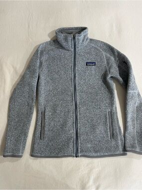 Patagonia Light Gray Full-Zip Wool-Blend Fleece Jacket